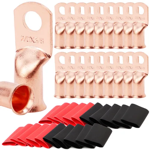 Vista 52 de TKDMR - Kit de 264 piezas de extremos de cable de batería, 132 piezas de terminales de anillo de lengüetas de cable de cobre resistentes AWG 8 6 4 2