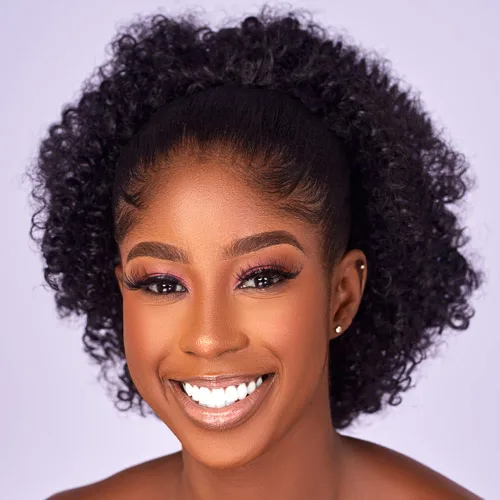 Vista 17 de Extensión de Cola de Caballo Rizada Afro Puff con Cordón para Mujeres Negras, Extensiones de Cabello Sintético Corto Afro Kinky Rizado, Extensión
