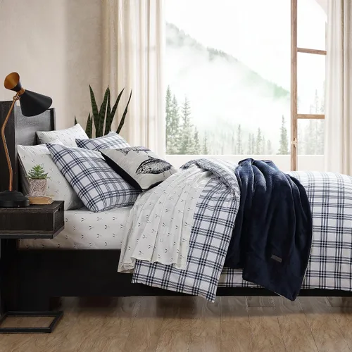 Vista 7 de Eddie Bauer - Juego de funda de edredón tamaño individual, juego de ropa de cama de algodón con fundas a juego, decoración casual del hogar