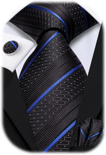 Vista 14 de Hi-Tie Corbata clásica de cachemira para hombre con pañuelo y gemelos a cuadros