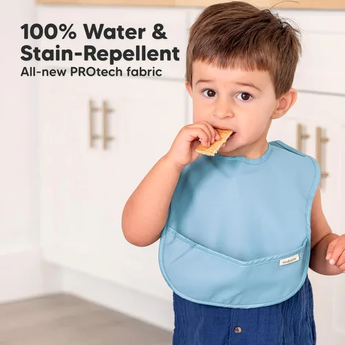 Vista 2 de KeaBabies Paquete de 3 baberos impermeables para comer – Baberos ligeros de alimentación para niños pequeños con gran receptor de alimentos, a