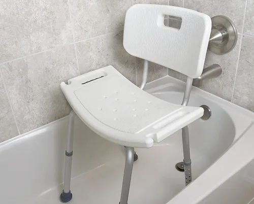Vista 4 de Vaunn - Silla de ducha ajustable sin herramientas, apta para FSA/HSA, asiento de bañera de hidromasaje con respaldo extraíble