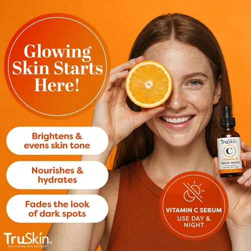 Vista 4 de TruSkin - Suero de vitamina C para la cara, suero facial antienvejecimiento con vitamina C, ácido hialurónico, vitamina E, fórmula iluminadora