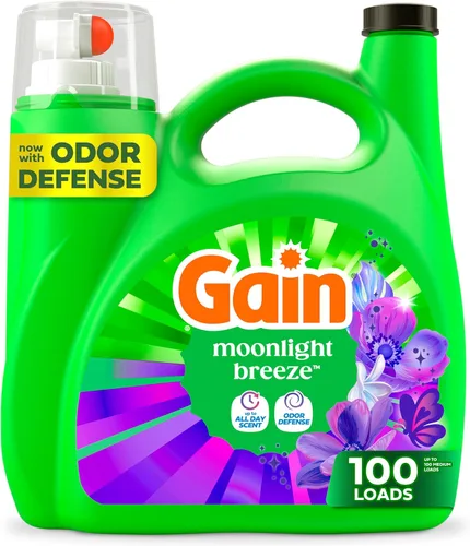 Vista 18 de Gain Detergente líquido para ropa con defensa del olor, aroma Moonlight Breeze, detergente líquido y jabón para lavadoras HE, 60 onzas líquidas