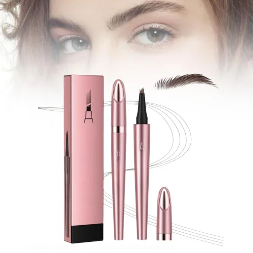 Vista 13 de Microblading - Lápiz de cejas de 4 puntas, resistente al agua, de larga duración, para maquillaje de cejas de aspecto natural, color marrón oscuro