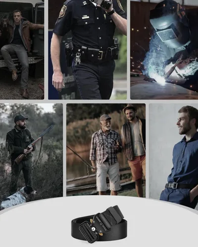 Vista 6 de FAIRWIN Tactical Belt, Work Belts for Men Military Webbing Riggers Web Belt Heavy-Duty Quick-Release Buckle