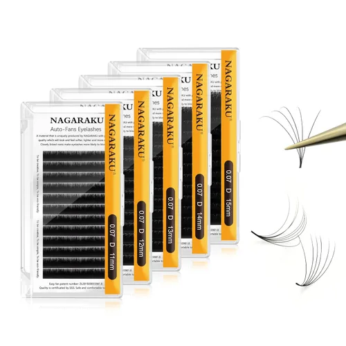 Vista 20 de NAGARAKU Easy Fan - Extensiones de pestañas de volumen de 0.001 in, rizo CC, bandeja mixta de 0.315 a 0.59 pulgadas, bandeja mixta de visón