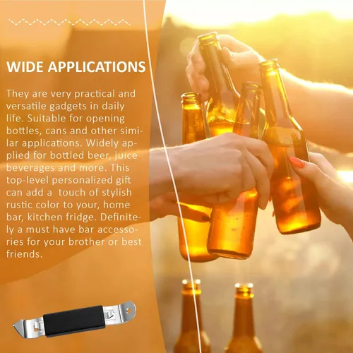 Vista 5 de KTOJOY Paquete de 3 abridores magnéticos de botellas de acero inoxidable, abrebotellas planas sólidas y cervezas, abridor de botellas pequeño
