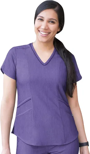 Vista 12 de Adar Pro Scrubs para mujer - Moderno cuello en V Manzana