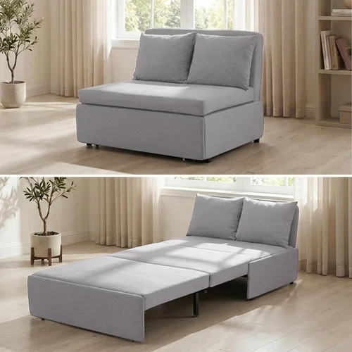 Vista 13 de Mjkone Twin Pull Out Sofa Bed, 41" W Sleeper Couch Beds, 2-in-1 Modern Convertible Linen Sofas Sleeper Pull Out Sofa Couch Bed with Mattress & Beige
