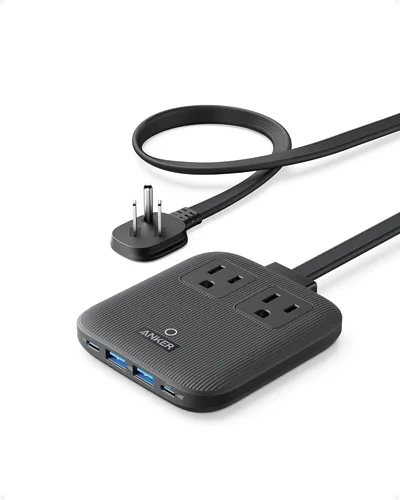 Anker Estación de carga Nano (67W máx.), regleta de alimentación USB-C 6-en-1 para iPhone 16/15 y MacBook, con enchufe plano y cable de extensión