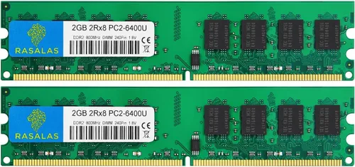 Vista 11 de Rasalas DDR2 4 GB Kit (2 x 2 GB) PC2-5300 667MHz RAM - PC2-5300U Udimm 2RX8 1.8V CL5 240 pines no ECC memoria de computadora de escritorio sin búfer