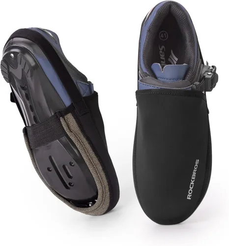ROCKBROS Cubre dedos para zapatos de ciclismo, sobrezapatillas térmicas para bicicleta para clima frío, protector de puntera Kevlar para hombres y