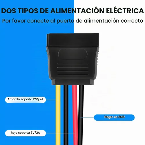 Vista 5 de 4 Pin macho IDE Molex a 15 Pin hembra Dual SATA Power Splitter Adapter