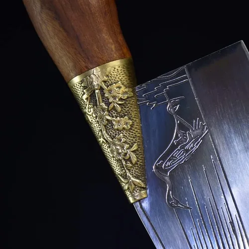 Vista 4 de Cuchillo de carne, cuchillo de cocina forjado a mano, cuchillo de cocina de hoja afilada, cuchillo de cocina de China Longquan, cuchillo de cocina