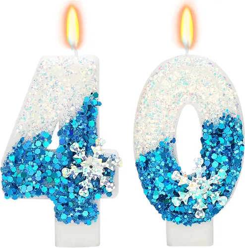 Vista 9 de Velas de cumpleaños con temática de nieve, suministros de fiesta de cumpleaños de invierno, decoración de pastel número 0 de 2.76 pulgadas (número 0)