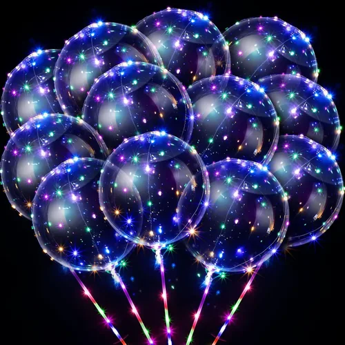 Vinsot Paquete de 30 globos LED Bobo, globos transparentes con luz LED, globos de helio tipo burbuja Bobo con luces en cadena para fiestas,