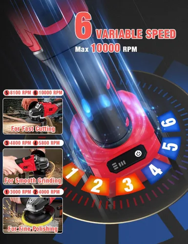 Vista 8 de Amoladora angular sin escobillas para batería Milwaukee M18, amoladora angular pequeña inalámbrica de 4 – 1/2 pulgadas con mango auxiliar, 10 lijas