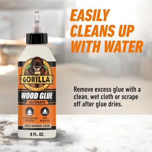 Vista 7 de Gorilla Ultimate - Pegamento para madera impermeable, color madera natural, 8 onzas (paquete de 1), resistente al agua para proyectos y reparaciones