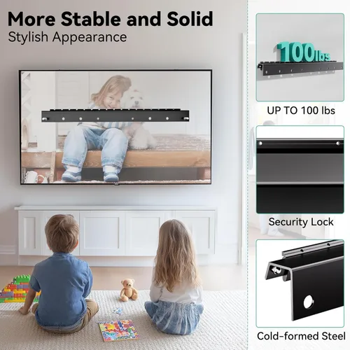 Vista 5 de Auoace No Drill Drywall TV Wall Mount for 22 to 55 inch Small TV, up to 100 LBS, 1.1" Low Profile, No Stud Design, Easy Install with All Hardware