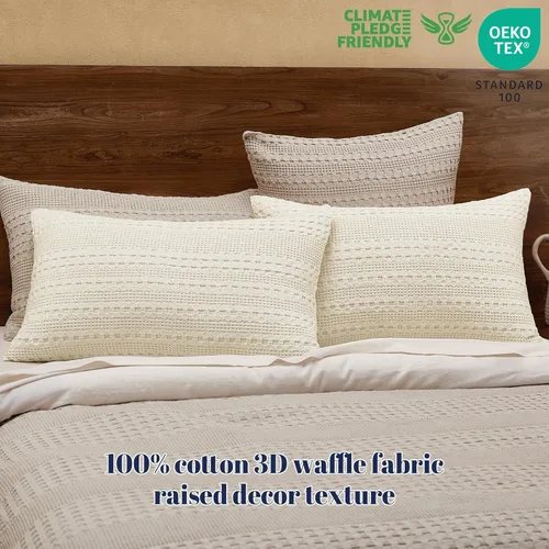 Vista 234 de PHF - Fundas de almohada 100% algodón con tejido gofre europeo, 26 x 26 pulgadas, 2 unidades para decoración elegante del hogar, para cama, sin