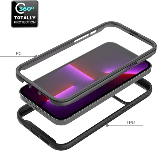 Vista 2 de NLBTW Funda protectora compatible con iPhone 13 Pro Max, protector de pantalla integrado a prueba de golpes de cuerpo completo resistente funda