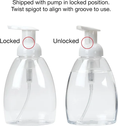 Vista 3 de Dispensador de Jabón Espumoso Ginger Lily Farms, Botellas de Bomba Plásticas Recargables para Jabón de Manos Líquido, 12 oz. Botella Transparente