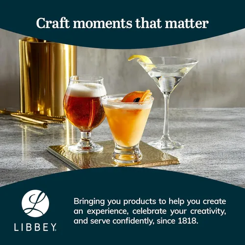 Vista 6 de Libbey Entertaining Essentials - Juego de 6 vasos de cóctel multiusos para el hogar, Martini sin tallo, aptos para lavavajillas, 6