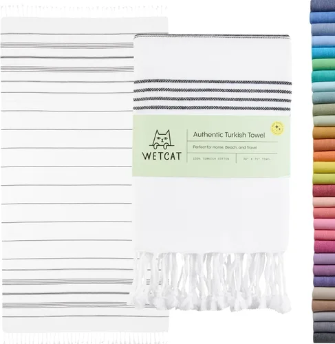 WETCAT Toalla de playa turca de gran tamaño (38"x71") 100% algodón turco, fabricada en Turquía - sin arena, extragrande, ultrasuave, de secado