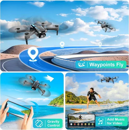 Vista 5 de Drone con cámara, 1080P HD FPV Drone plegable para adultos principiantes 2