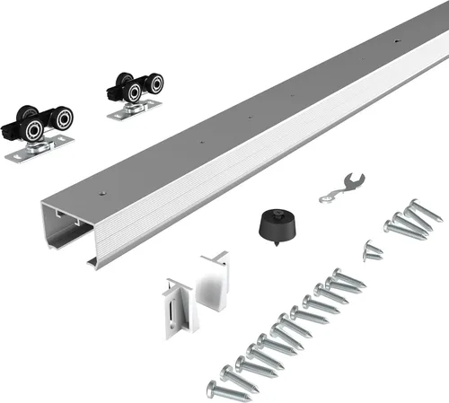 Vista 10 de JUBEST Juego de herrajes y rieles para puerta de bolsillo de grado comercial de 4 pies, herrajes para puertas correderas de 44.69 pulgadas