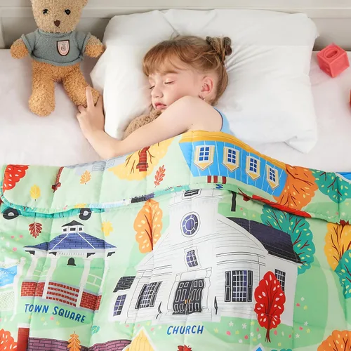 Vista 43 de yescool Manta con Peso de Unicornio de 3 Libras Manta de Regazo con Peso Refrescante, Manta con Peso de Arcoíris Rosa, Mantas de Sofá