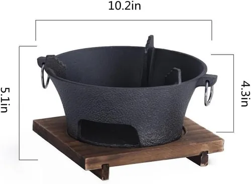 Vista 6 de Parrilla de carbón para barbacoa, parrilla de carbón de hierro fundido, parrilla hibachi, parrilla mini de carbón para camping, estufa portátil