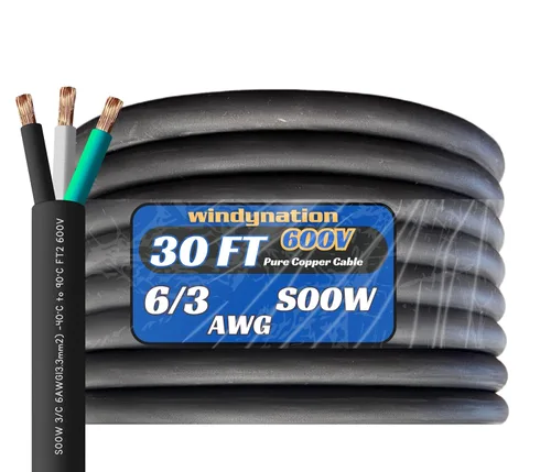 Vista 10 de WindyNation Cable de cable SOOW SO de 5 pies 6/3 6 AWG - Cable de extensión de alimentación portátil de 600 V calibre 6 600 V para cargadores