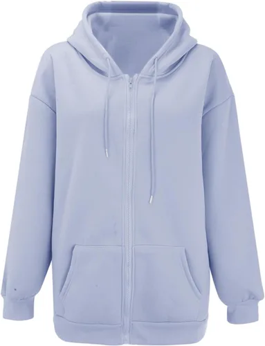 Vista 2 de Kampf Sudaderas de otoño para mujer, sudaderas con cremallera de gran tamaño, ropa Y2K, chaqueta casual con cordón y bolsillos