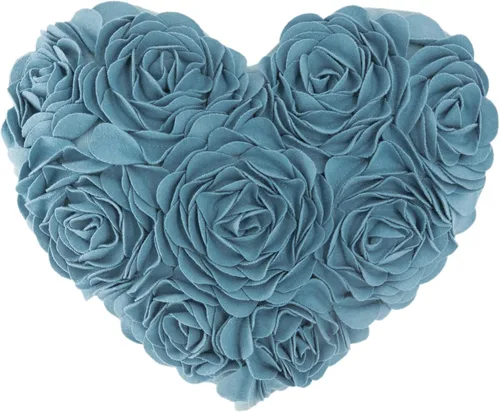 Vista 7 de JWH - Funda de cojín de terciopelo con forma de corazón y diseño de flores en 3D, funda de cojín estilo romántico rural europeo para decoración Rosa