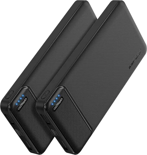 Vista 12 de AsperX - Cargador portátil de 10000 mAh con batería dual USB Negro