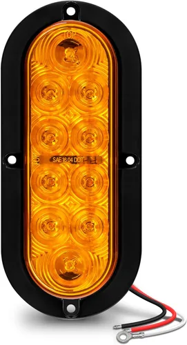 TRUE MODS - Luz trasera LED ovalada ámbar de 6 pulgadas [DOT FMVSS 108] [SAE I6P] [montaje en superficie] [IP67 resistente al agua] [señal de