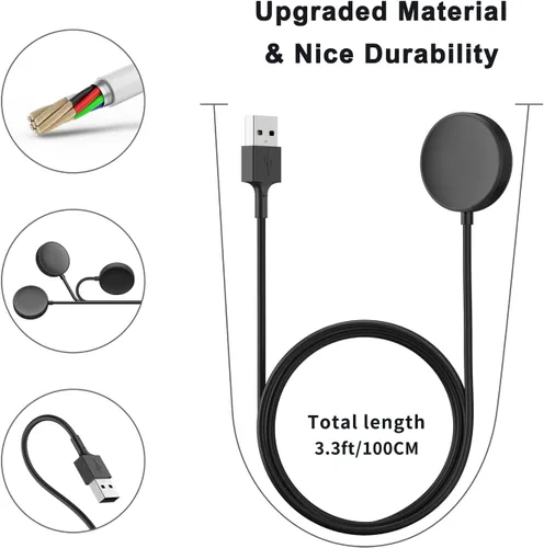 Vista 6 de Vancle Cargador de pared rápido para Samsung Galaxy Watch 8/8 Classic/7/6/5/4/3/Active 2/Active, 3.3 pies magnético USB carga cable Dock soporte