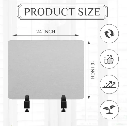 Vista 2 de Jetec Divisor de escritorio con abrazadera para escritorio acústico de oficina, panel de privacidad, divisores a prueba de sonido, cubículo