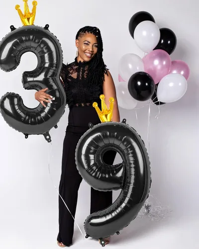 Vista 8 de Globo del número 4 de 40 pulgadas para fiesta de cumpleaños, decoraciones de 4 cumpleaños para niñas, globos del número 14 y 40, cuatro números