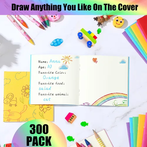 Vista 2 de Thenshop Paquete de 300 cuadernos pequeños a granel, bloc de notas sin forro, cuadernos de bocetos en blanco, cuadernos de bocetos para niños