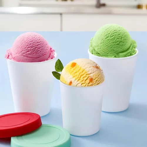 Vista 3 de Recipientes para helados de 32 onzas para hacer en casa, recipientes de helado con tapas de silicona, sin fugas, contenedores reutilizables
