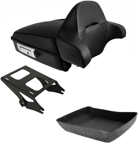 Vista 22 de TCMT Negro mate 10.7 "almohadilla del respaldo del maletero para Harley Tour Pak Touring Glide 14-25