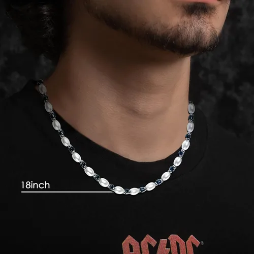 Vista 4 de Collar de perlas magnéticas para hombre, collar de perlas de cuentas como regalo del día del padre, collar de perlas de 0.236 in para hombre como