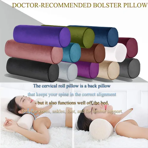 Vista 2 de Tinbolunce Almohada enrollable de espuma viscoelástica para rodilla/pierna/cuello - Cojín cilíndrico de luna llena/almohada cilíndrica redonda