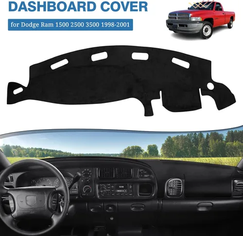 Vista 2 de FIILINES Cubierta de salpicadero de ajuste personalizado para Dodge Ram 1500 2500 3500 1998-2001 cubierta de tablero Accesorios Ram Mat Parasol
