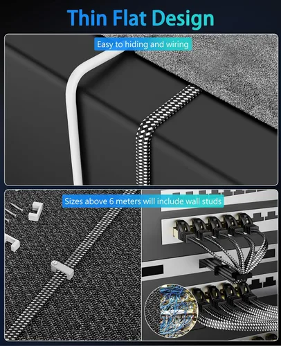 Vista 7 de ARISKEEN Cable Ethernet Cat 8 de 1 pie, paquete de 2 unidades, cable de conexión de red LAN Cat8 de alta velocidad, cable de Internet plano RJ45