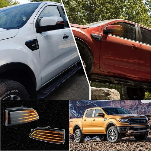 Vista 5 de Luces indicadoras intermitentes LED ámbar secuenciales para Ford Ranger Lariat Ranger T6 Raptor Wildtrad 2012-2019 y 2015-2019 y 2015-2019
