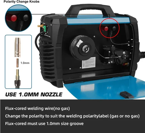 Vista 7 de Prostormer Máquina de soldar, MIG/TIG/MMA Soldador multifuncional 3 en 1 con pantalla digital, soporte de electrodos, abrazadera de tierra, cable